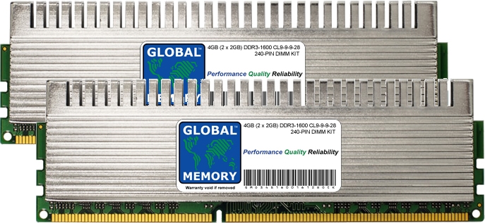4GB (2 x 2GB) DDR3 1600MHz PC3-12800 240-PIN OVERCLOCK DIMM MEMORY RAM KIT FOR PC DESKTOPS/MOTHERBOARDS